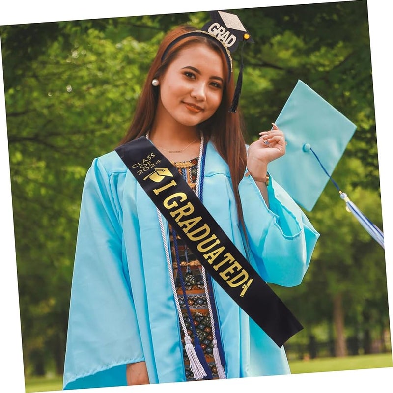 طقم إكسسوارات زي التخرج: طاقية وشريط للرأس وشال لزي البكالوريوس - Image 5